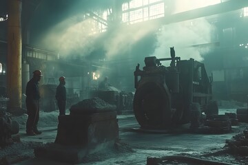 Diverse team producing cement in factory