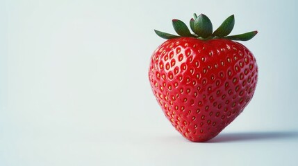 Heart-shaped strawberry on white background.