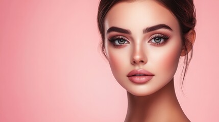 Fototapeta premium Portrait of a beautiful woman with vibrant makeup.