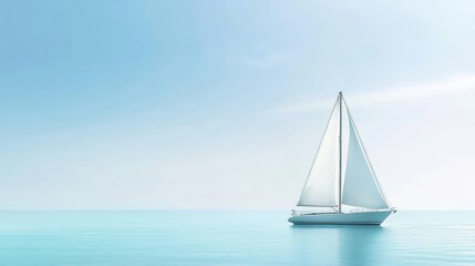 Naklejka premium Sailboat sailing on calm blue ocean waters.