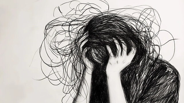 Ilustraci&oacute;n representando la tristeza y la ansiedad