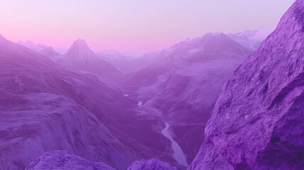 Serene purple mountain landscape at dawn.