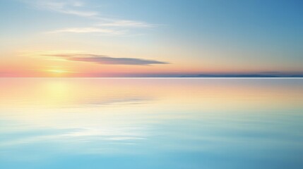 Obraz premium Serene sunset over calm ocean waters.