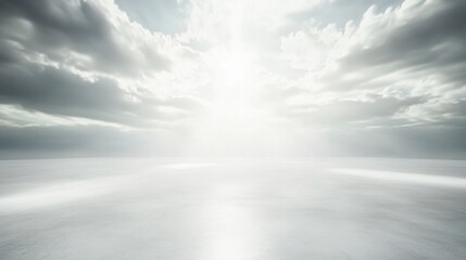 Fototapeta premium Serene view of cloudy skies reflecting light.