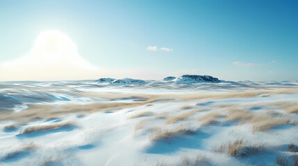 Obraz premium Northern tundra landscape in winter generated ai. Tundra. Illustration