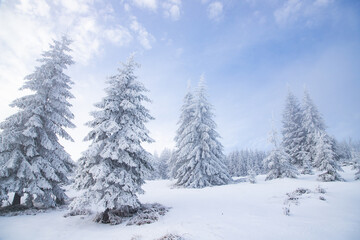 beautiful snow covered mountain landscape in winter