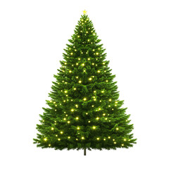 Very big Christmas tree with lights isolated on a white background