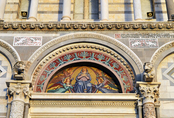 Mosaic of the Virgin Mary, exterior of Pisa Cathedral, Italy