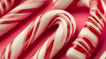 Obraz premium Close up Candy Canes Red and White Stripes Sweet Treats Festive Holiday Candy Christma