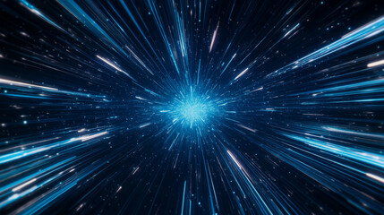 Fototapeta premium Hyperspace Tunnel Futuristic Blue Light Streaks Speed Energy Travel