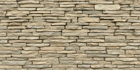 Fototapeta premium Horizontal stacked stone wall background perfect for adding texture to designs, rustic, solid