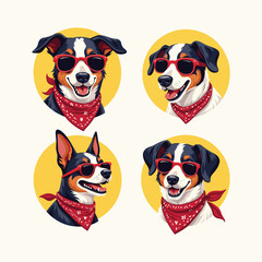 Groovy dog with a bandana vector design

