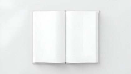Fototapeta premium Mockup of blank open book with empty pages on light background, copy space