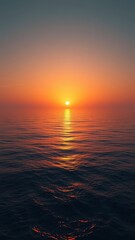 Obraz premium Scenic view of a colorful sunset over a calm ocean with gentle waves, colorful, ocean, vibrant