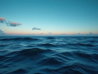 Obraz premium Horizontal wave formations with an ocean horizon in the background, water, seascape, panoramic