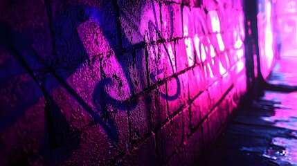 Fototapeta premium Neon Graffiti Wall with Soft Highlights and Vibrant Accentuation