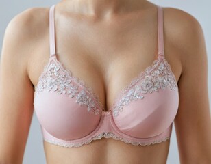Woman Bra Lingerie Highlighting Feminine Beauty sensual Women's Health, and Breast Cancer Awareness boobs