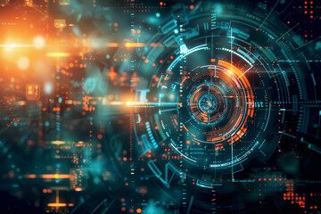 Innovative futuristic technology background with vibrant digital patterns and circuits