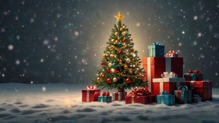 Obraz premium Christmas Tree & Gift 