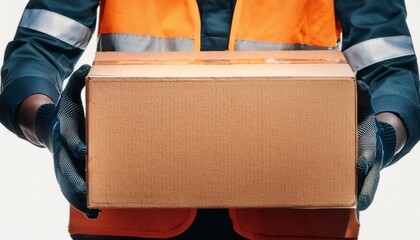 hands of warehouse worker lifting box