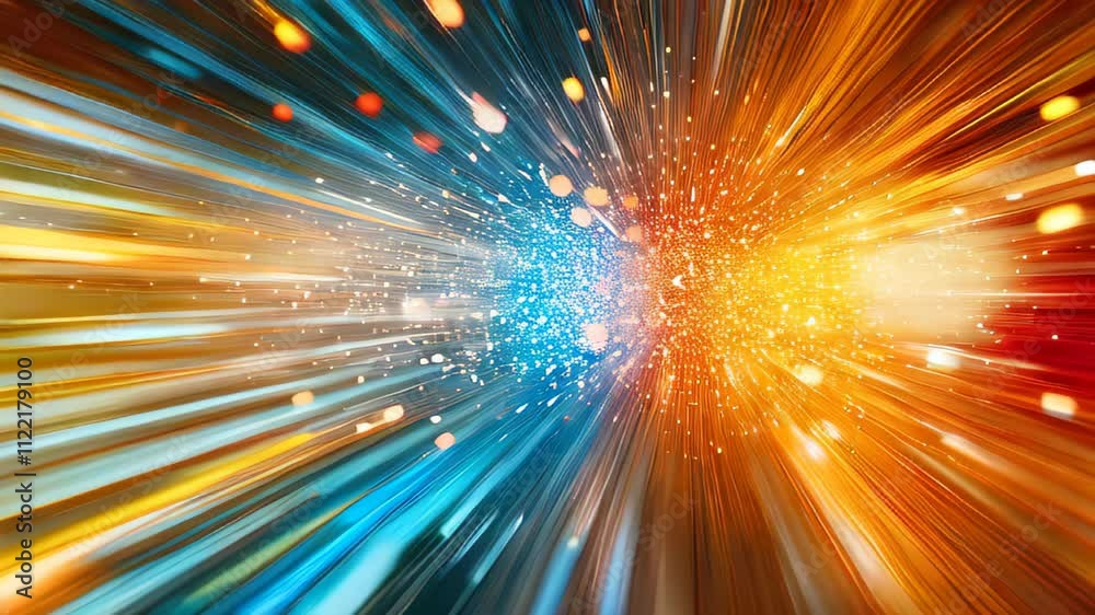 Poster colorful burst of lights creating a mesmerizing energy display at an art installation
