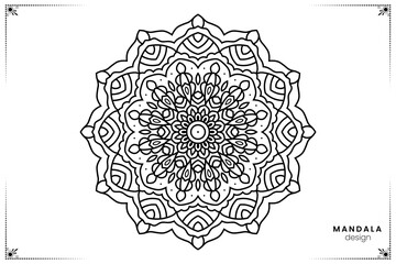 Geometric floral mandala design, ornate ethnic oriental style in format for coloring book, suitable for mehndi, textiles, posters and tattoos