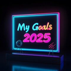 new year  2025 with 3D glow in black background ai generative