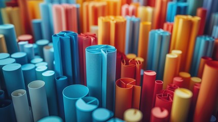 Obraz premium Colorful Paper Cylinder Abstract Background Texture Design