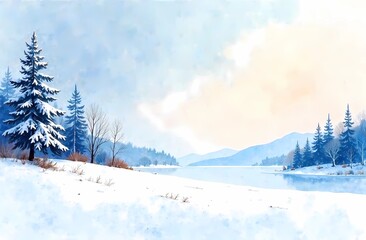 Obraz premium Panoramic winter background with space for copying