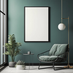 Fototapeta premium Modern Poster Mockup Scene | Realistic Frame Display in Minimalist Interior, Contemporary Wall Art Showcase 