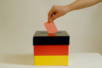 Urna electoral con los colores de la bandera de Alemania