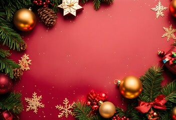 christmas background with branches and balls