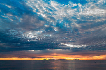Cloudscape at dusk looking over the ocean