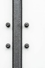 Dark metal strip, white surface, four fasteners.