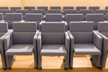 chairs for halls, the ability to quickly organize an area for spectators and remove it, adjust the number of seats, their location in the hall