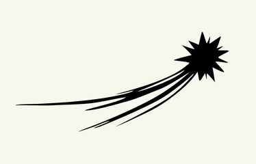 Flying comet with a tail. Vector drawing © Marina