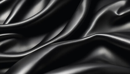 Obraz premium Black shining draped material as a background. 