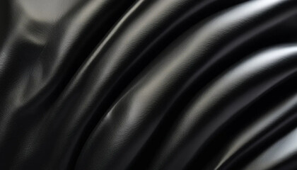 Obraz premium Black shining draped material as a background. 