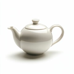 Off-white ceramic teapot, simple design, smooth surface.