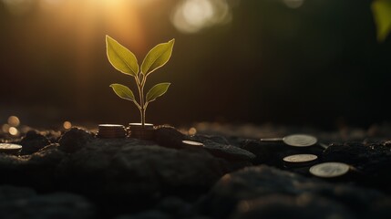 Growth and prosperity: metaphorical business concept with new beginnings in nature