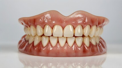 Obraz premium White Teeth, Jaw, Dental Prosthetics on White Background