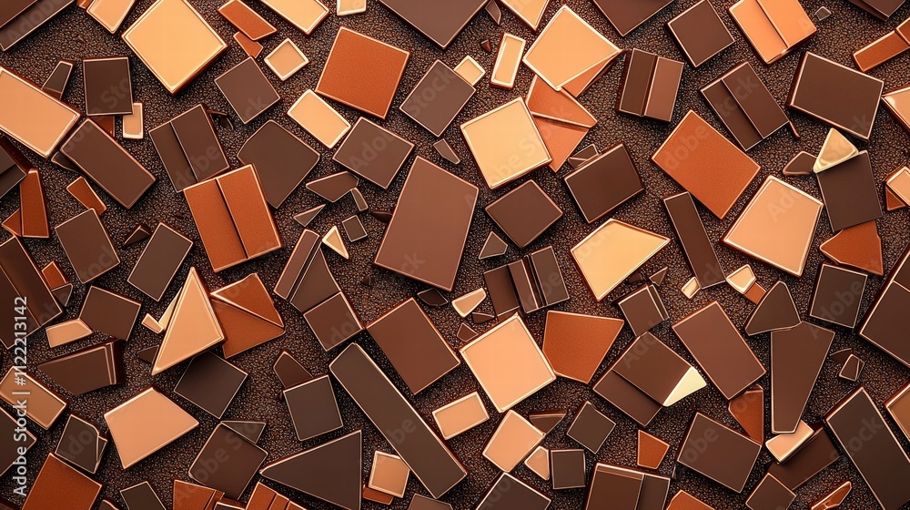 Poster a vibrant abstract background composed of various shapes and shades of brown mocha mousse, creating 