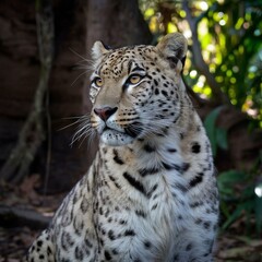 Fototapeta premium Stunning high-resolution images of the rare and endangered Amur leopard in its natural habitat. Perfect for wildlife, conservation, and nature-themed projects.