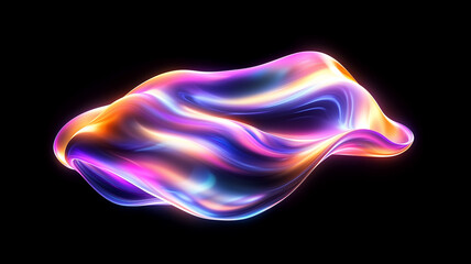 Obraz premium Abstract Iridescent Neon Fluid Wave on Black Background