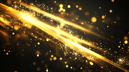 Obraz premium Abstract Golden Light Waves on Dark Background 