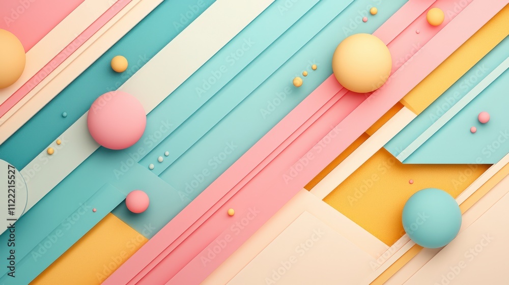 Poster a vibrant composition featuring colorful geometric shapes and lines, creating a dynamic and modern a