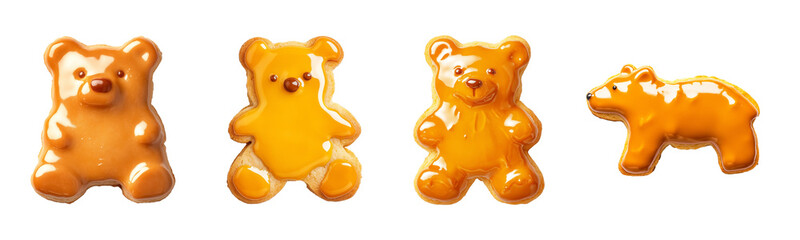 Bear Shaped Cookie with Orange Glaze for Sweet Treats Set 