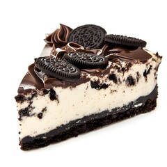 Oreo cheesecake on a white background