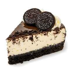 Oreo cheesecake on a white background