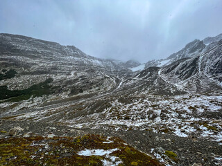 Obraz premium Argentina, Ushuaia - 2023, February: snow covered mountains in Glaciar Martial 